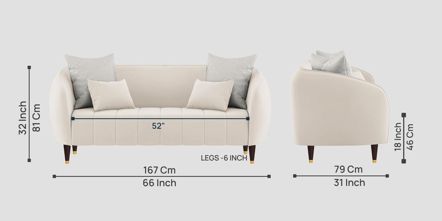 Hairo Velvet 2 Seater Sofa In Camel Beige Colour - Febonic Living