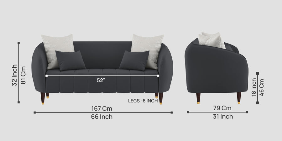 Hairo Velvet 2 Seater Sofa In Davy Grey Colour - Febonic Living