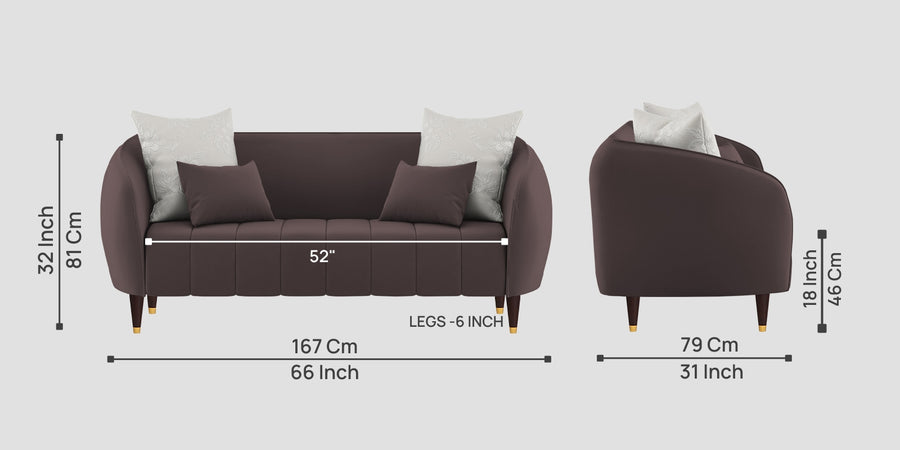 Hairo Velvet 2 Seater Sofa In Mocha Brown Colour - Febonic Living