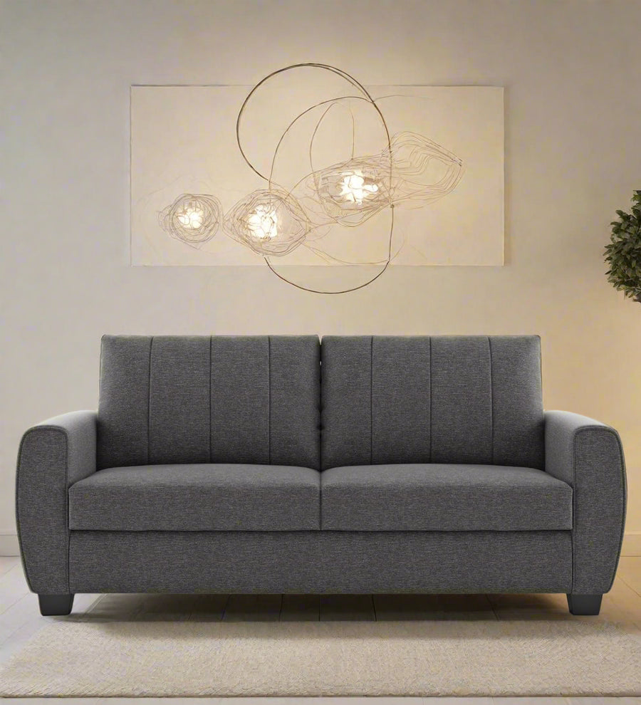 Hala 3 Seater Fabric Sofa - Charcoal Grey by Febonic Living