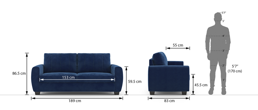 Hala Fabric 3 Seater Sofa In Charcoal Grey Colour - Febonic Living