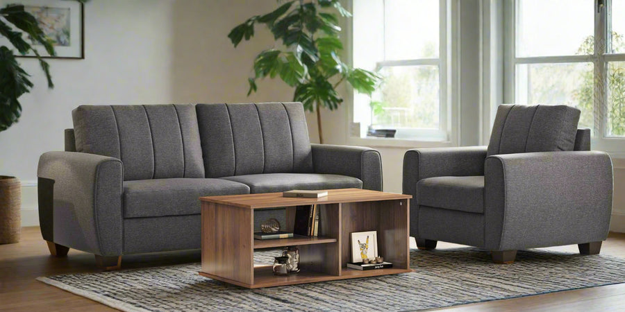 Hala Fabric 3 Seater Sofa In Charcoal Grey Colour - Febonic Living