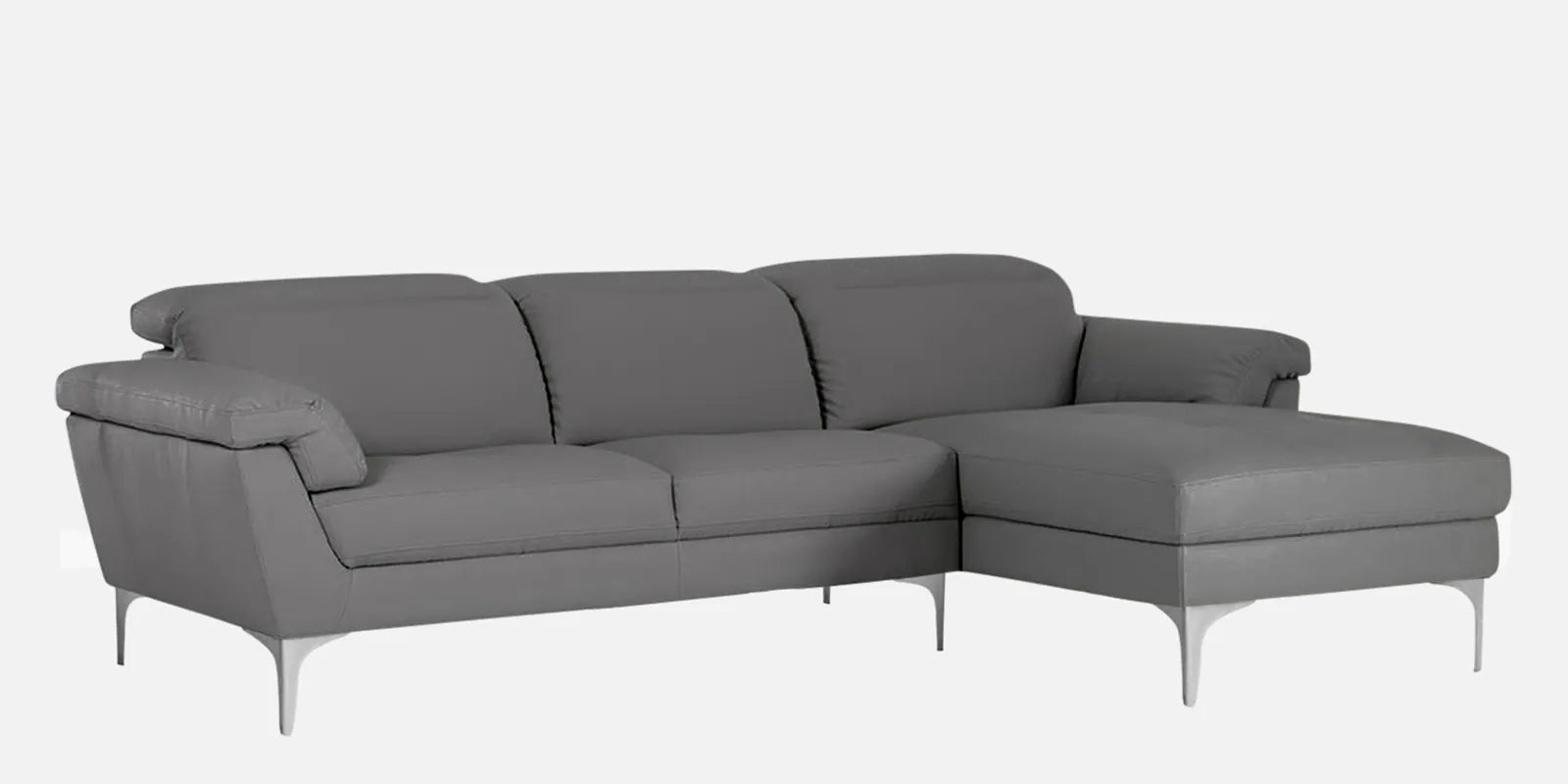 Halie Leatherette LHS Sectional Sofa (2+Lounger) In Dim Grey Colour