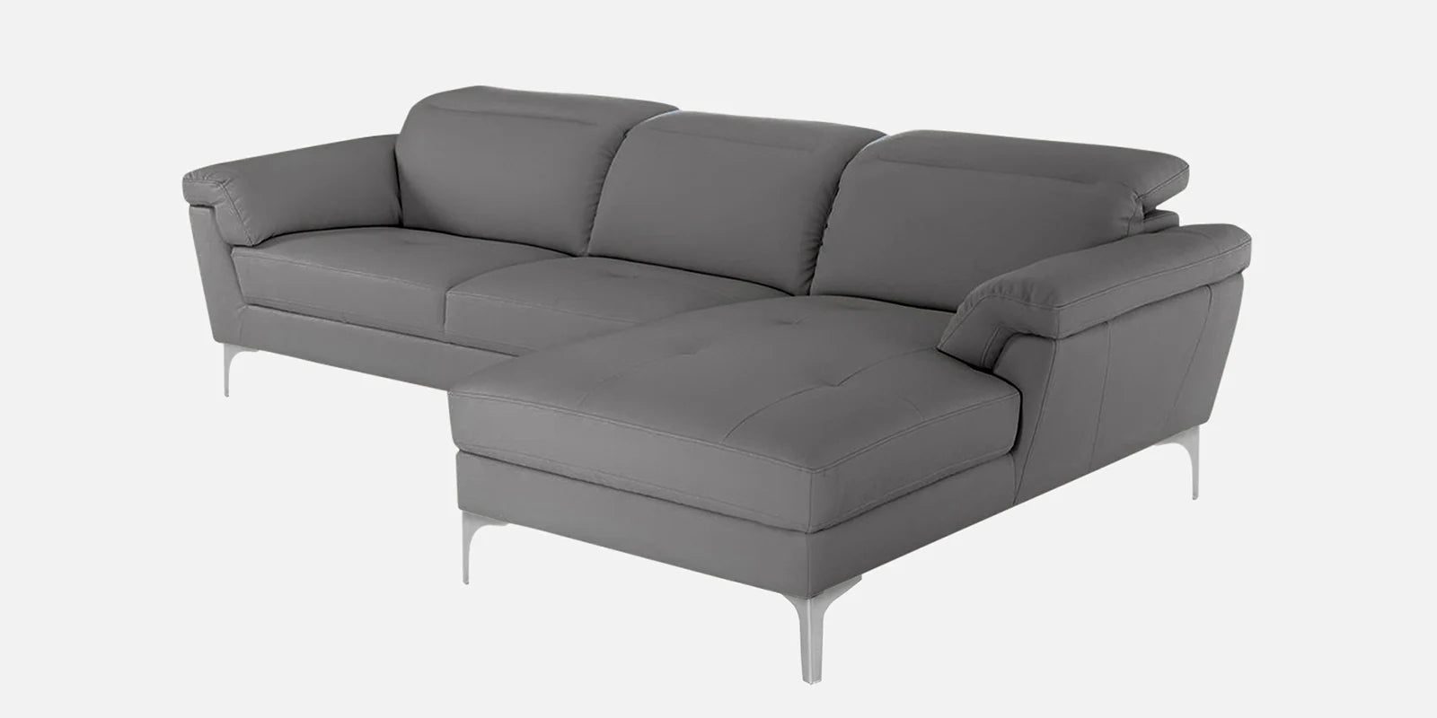 Halie Leatherette LHS Sectional Sofa (2+Lounger) In Dim Grey Colour