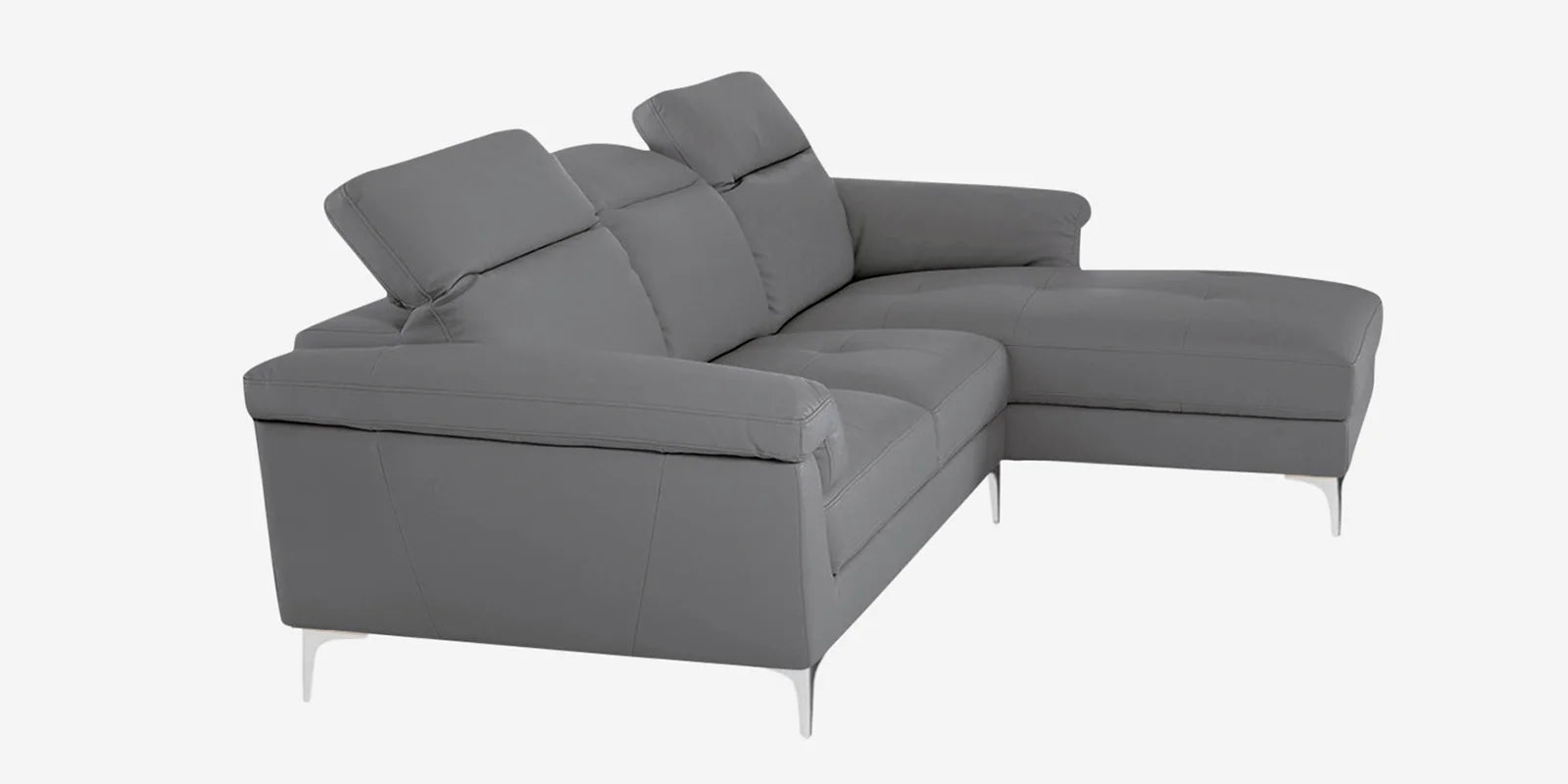 Halie Leatherette LHS Sectional Sofa (2+Lounger) In Dim Grey Colour