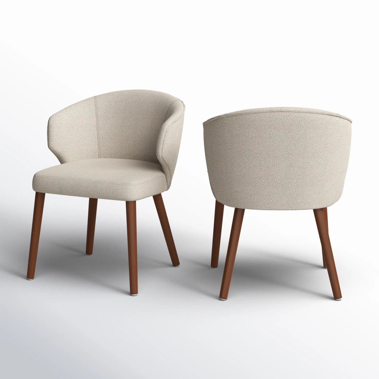 Halvor Boucle Fabric Dining Chair In Shell White Colour (Set of 2)