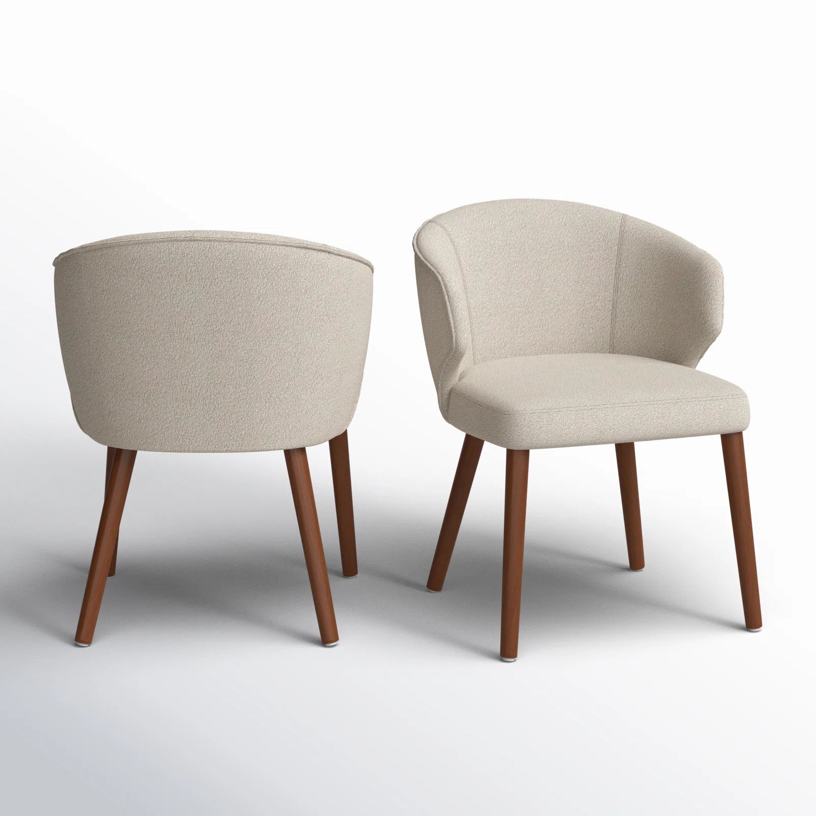 Halvor Boucle Fabric Dining Chair In Shell White Colour (Set of 2)