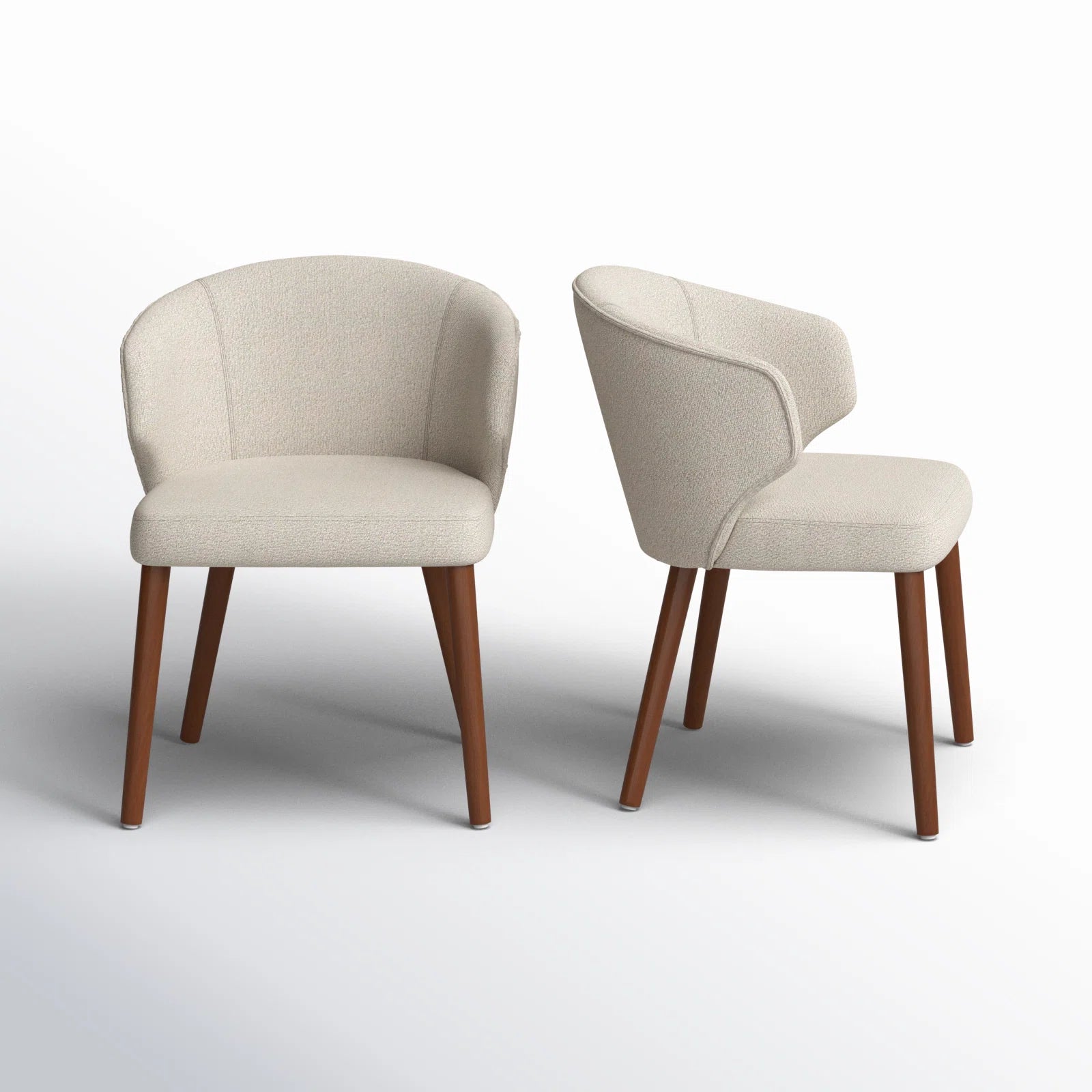 Halvor Boucle Fabric Dining Chair In Shell White Colour (Set of 2)