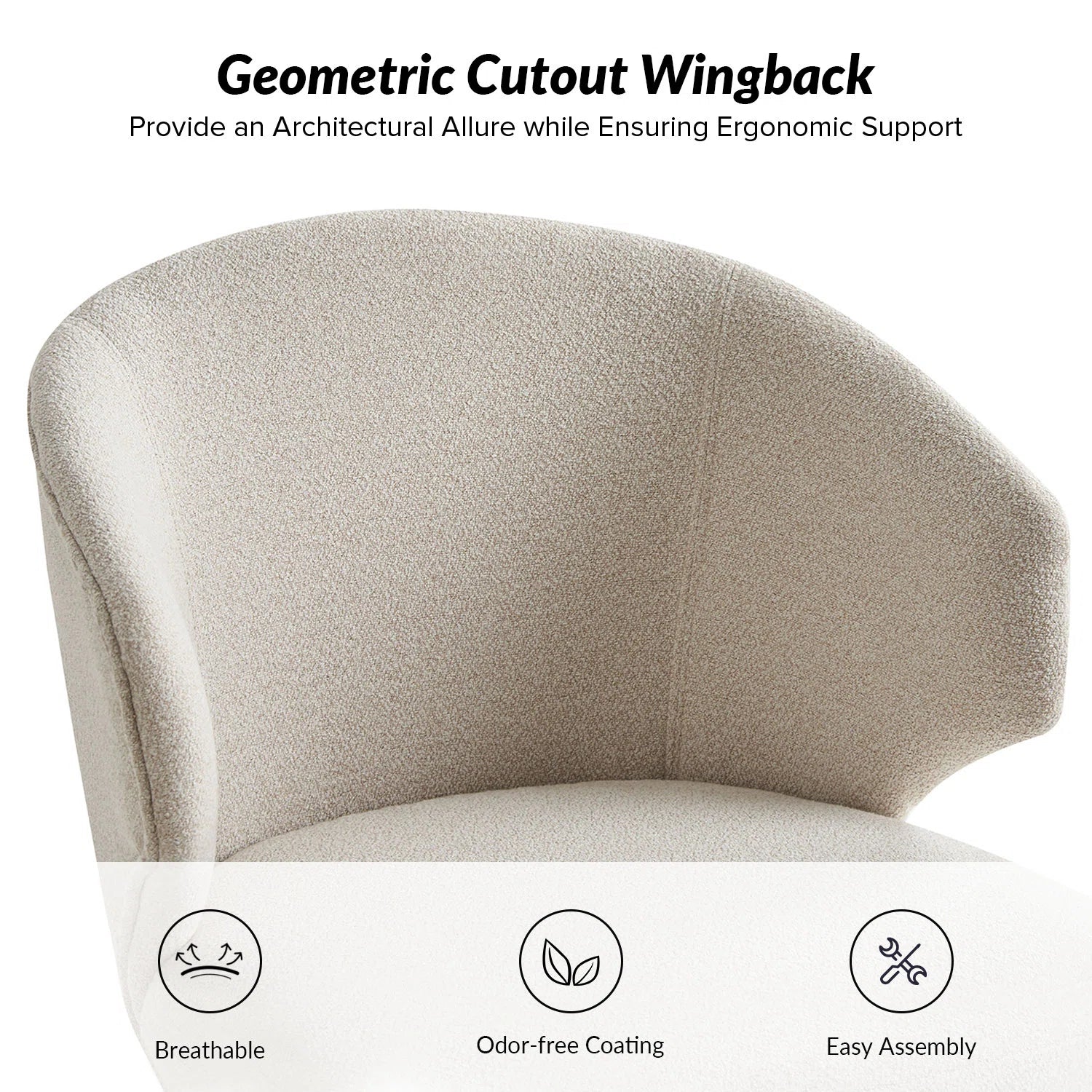 Halvor Boucle Fabric Dining Chair In Shell White Colour (Set of 2)