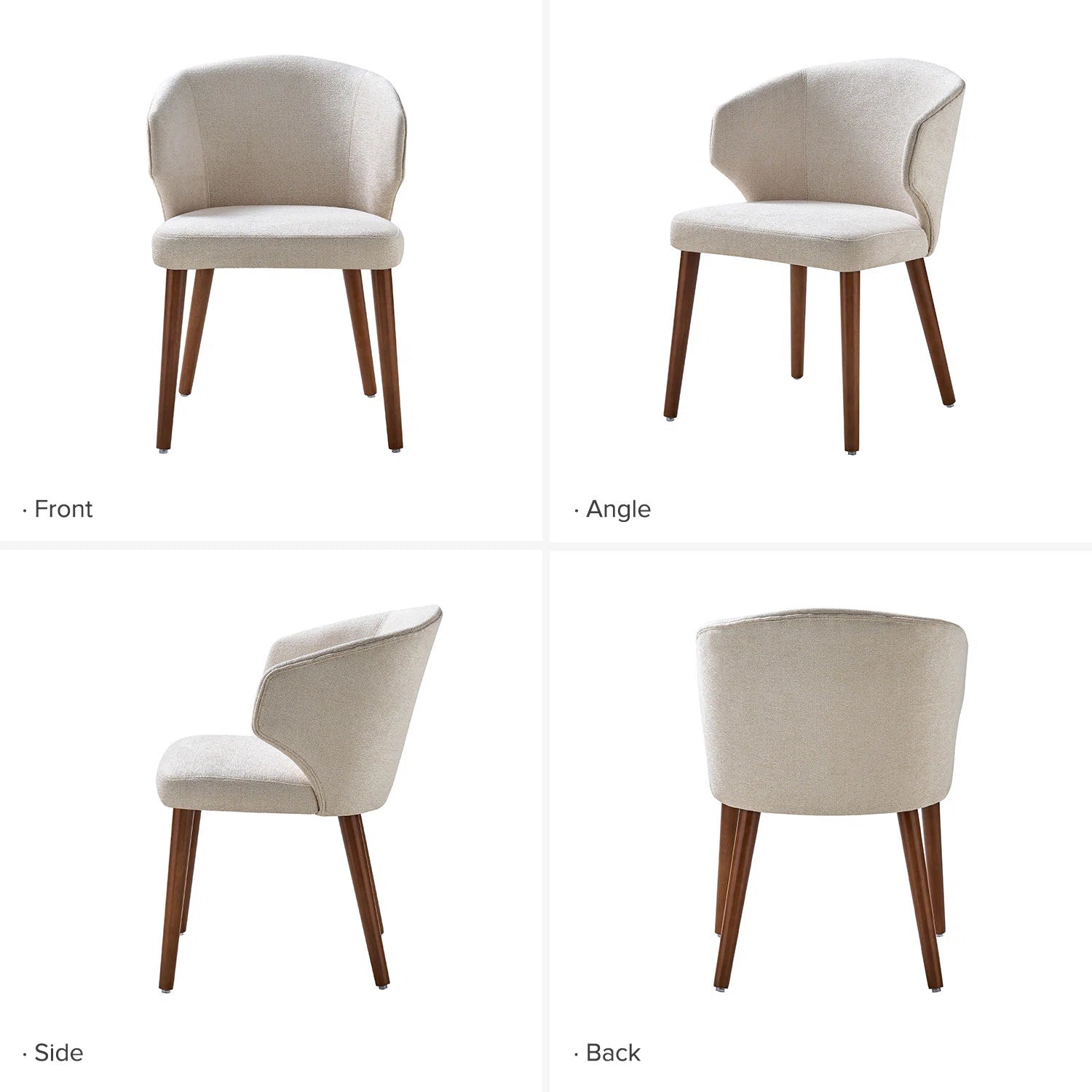Halvor Boucle Fabric Dining Chair In Shell White Colour (Set of 2)