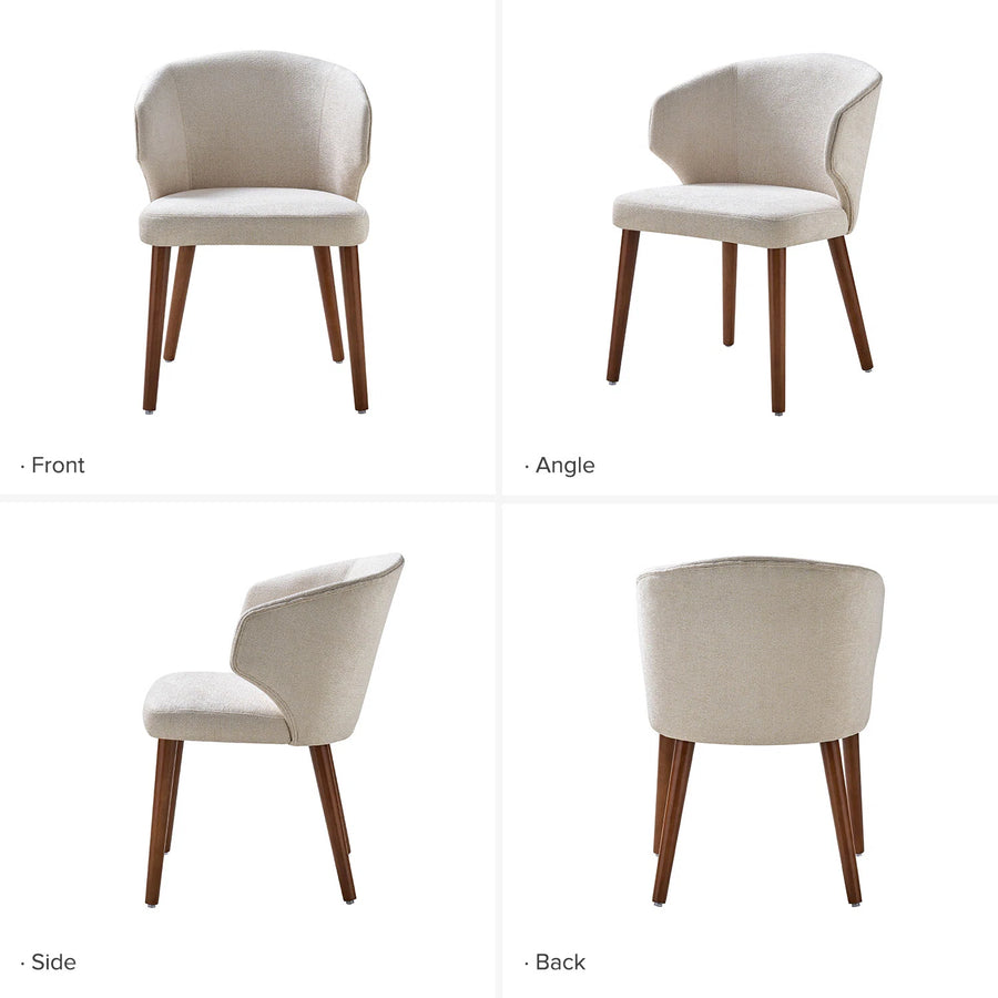 Halvor Boucle Fabric Dining Chair In Shell White Colour Set Of 2 - Febonic Living