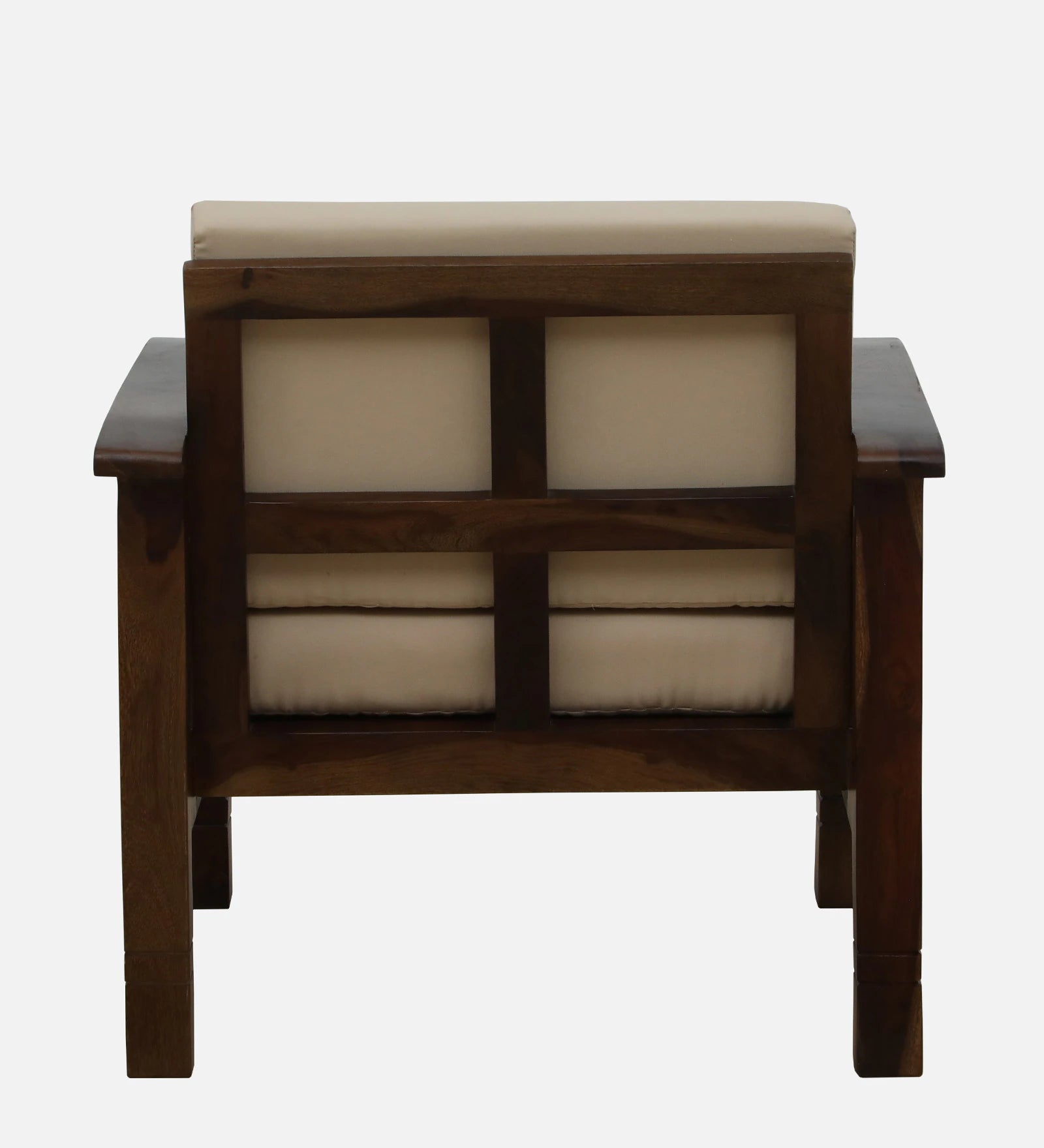Tanji Sheesham Wood 1 Seater Sofa In Beige Colour - Febonic Living