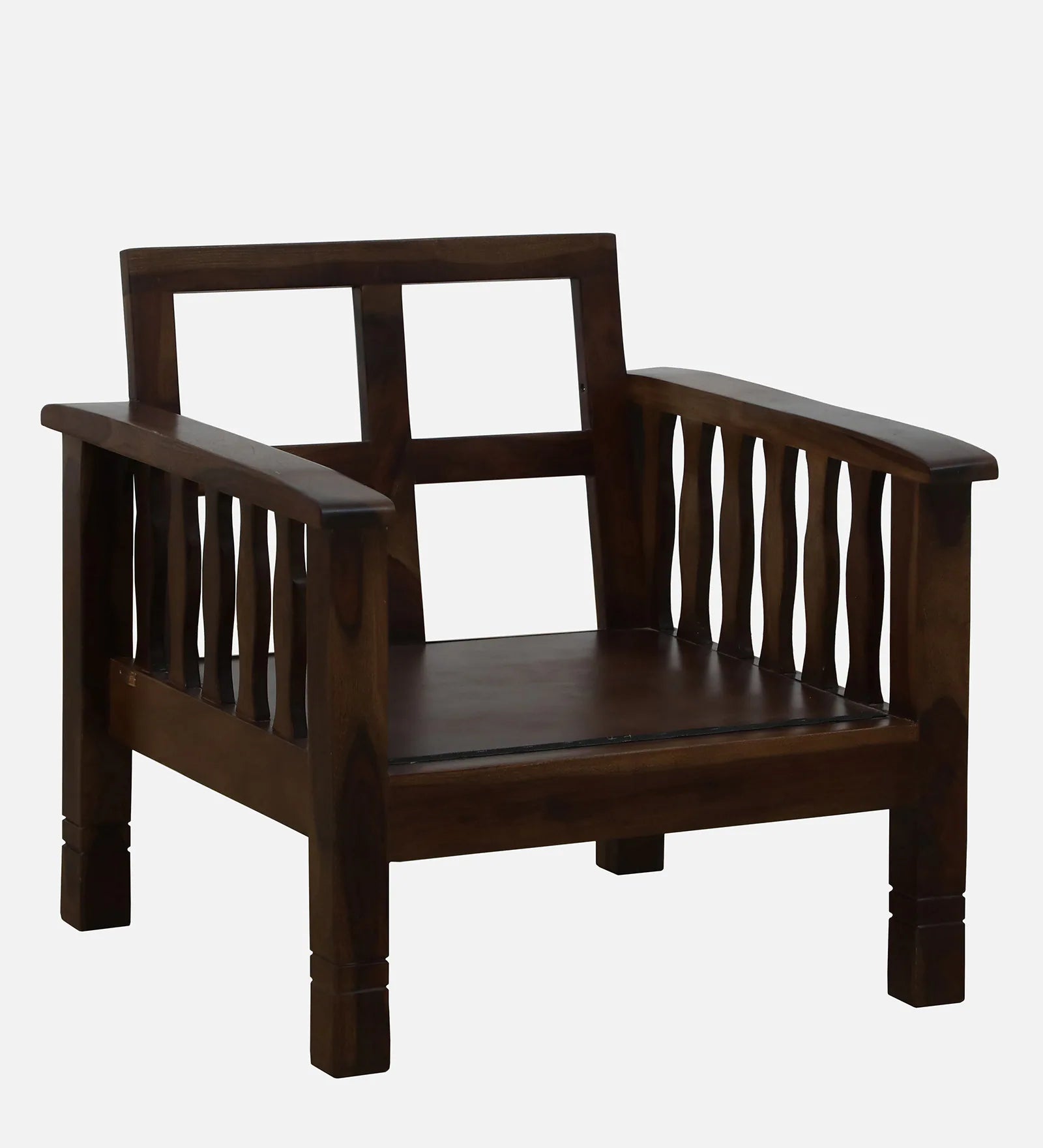 Tanji Sheesham Wood 1 Seater Sofa In Beige Colour - Febonic Living