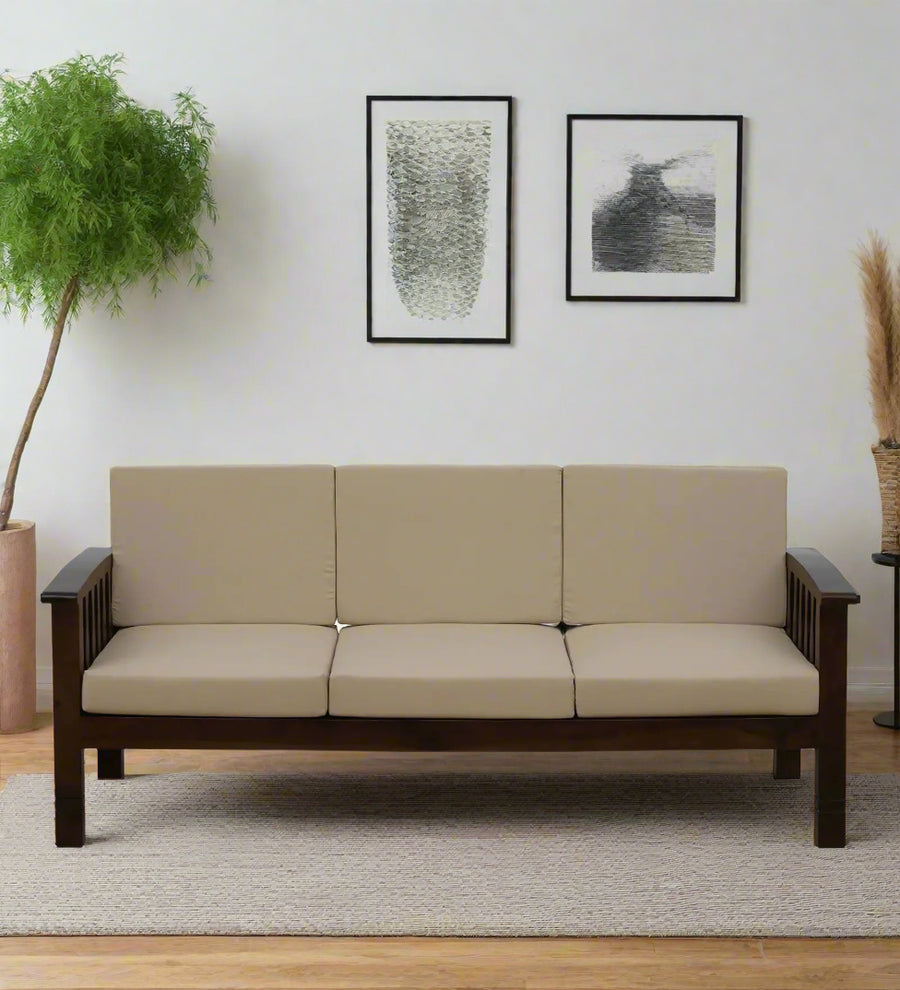 Tanji Sheesham Wood 3 Seater Sofa In Beige by Febonic Living