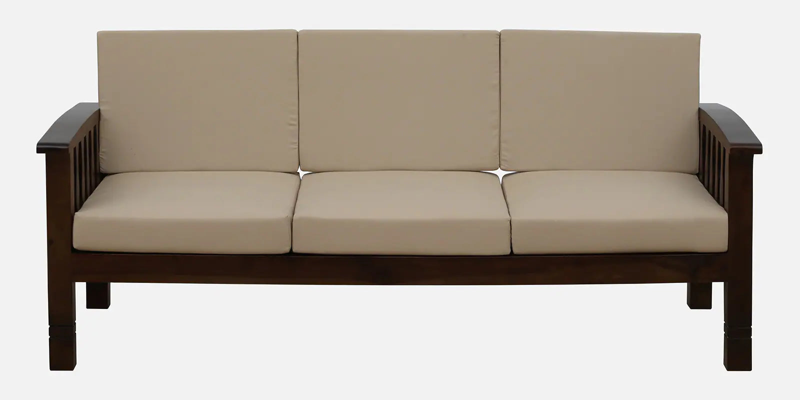 Tanji Sheesham Wood 3 Seater Sofa In Beige Colour - Febonic Living