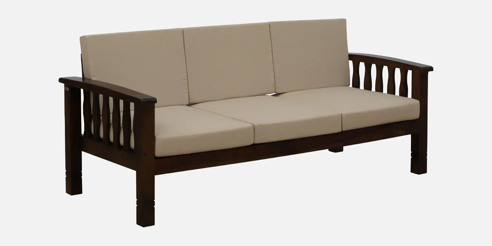 Tanji Sheesham Wood 3 Seater Sofa In Beige Colour - Febonic Living