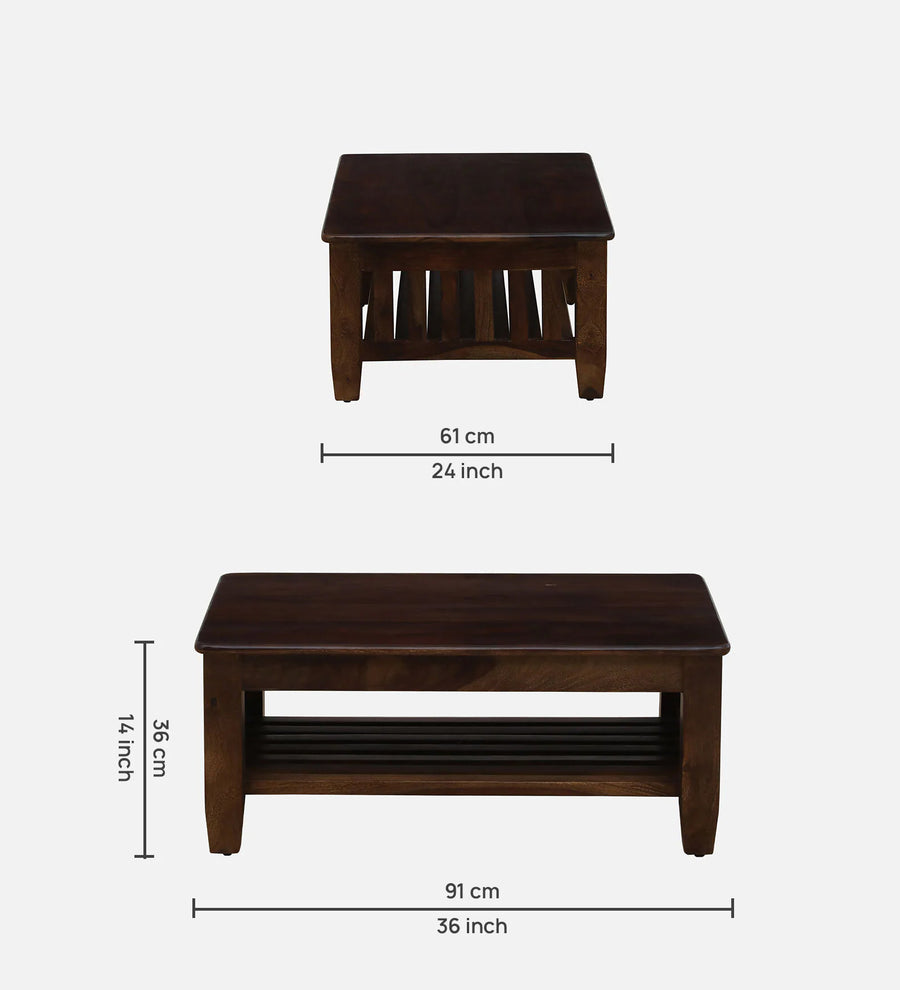 Tanji Sheesham Wood Coffee Table In Provincial Teak Finish With Open Storage - Febonic Living