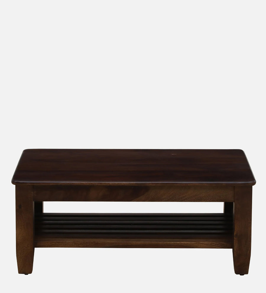 Tanji Sheesham Wood Coffee Table In Provincial Teak Finish With Open Storage - Febonic Living