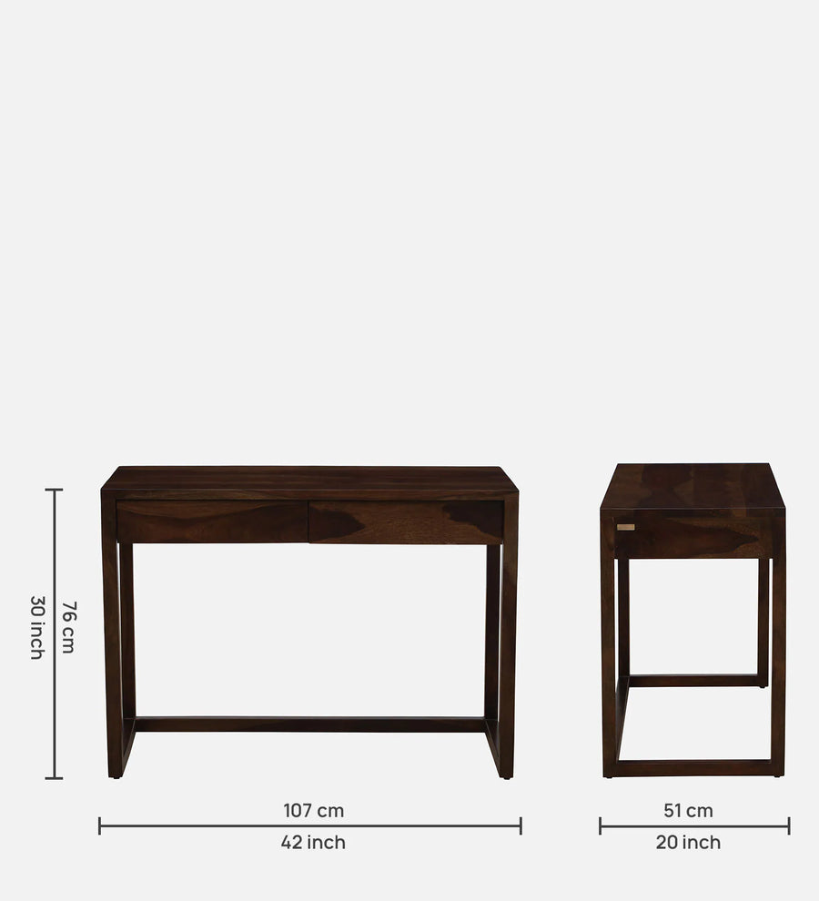 Tanji Sheesham Wood Writing Table In Provincial Teak Finish - Febonic Living