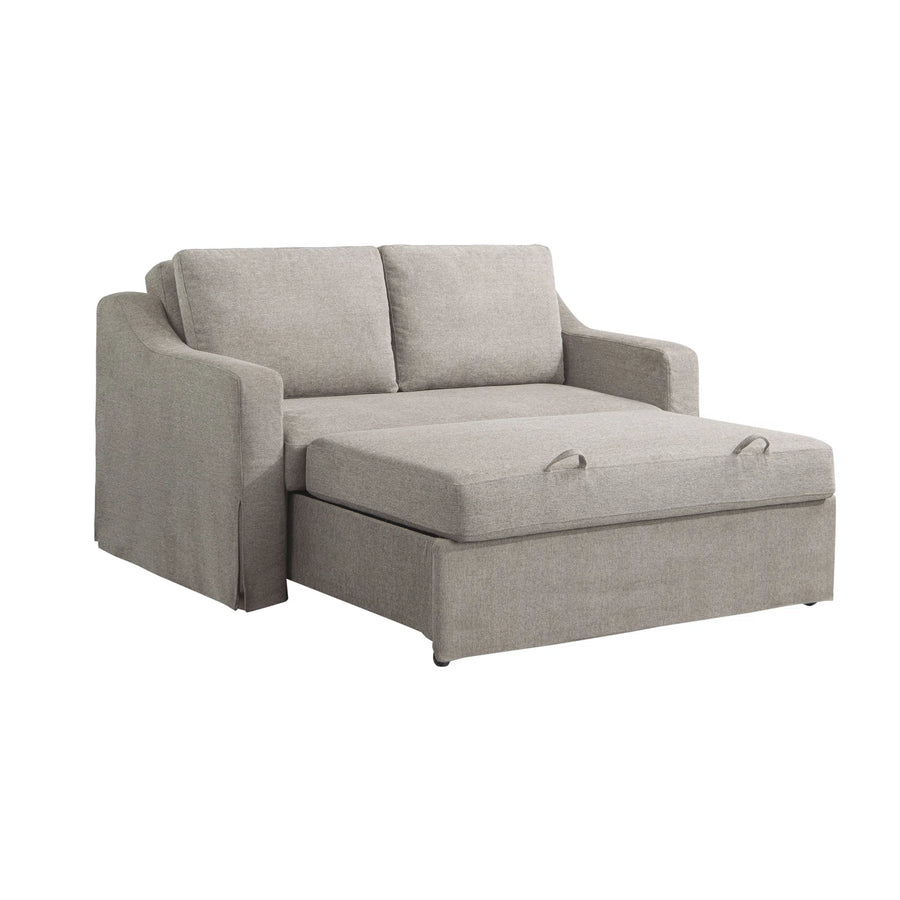 Tisla Fabric 2 Seater Pull Out Sofa Cum Bed In Silver Grey Colour - Febonic Living