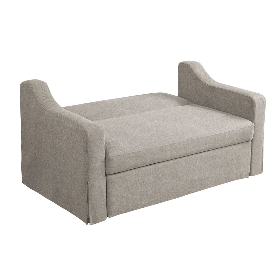 Tisla Fabric 2 Seater Pull Out Sofa Cum Bed In Silver Grey Colour - Febonic Living
