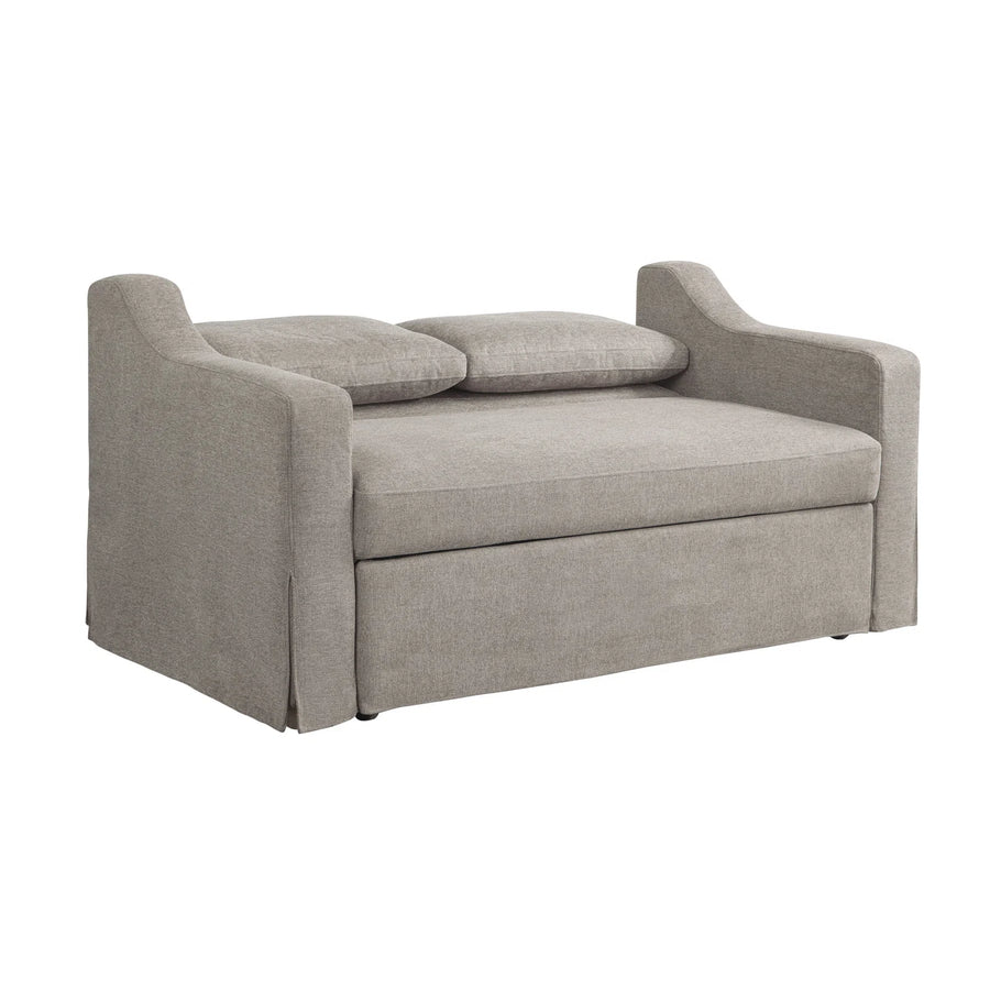 Tisla Fabric 2 Seater Pull Out Sofa Cum Bed In Silver Grey Colour - Febonic Living