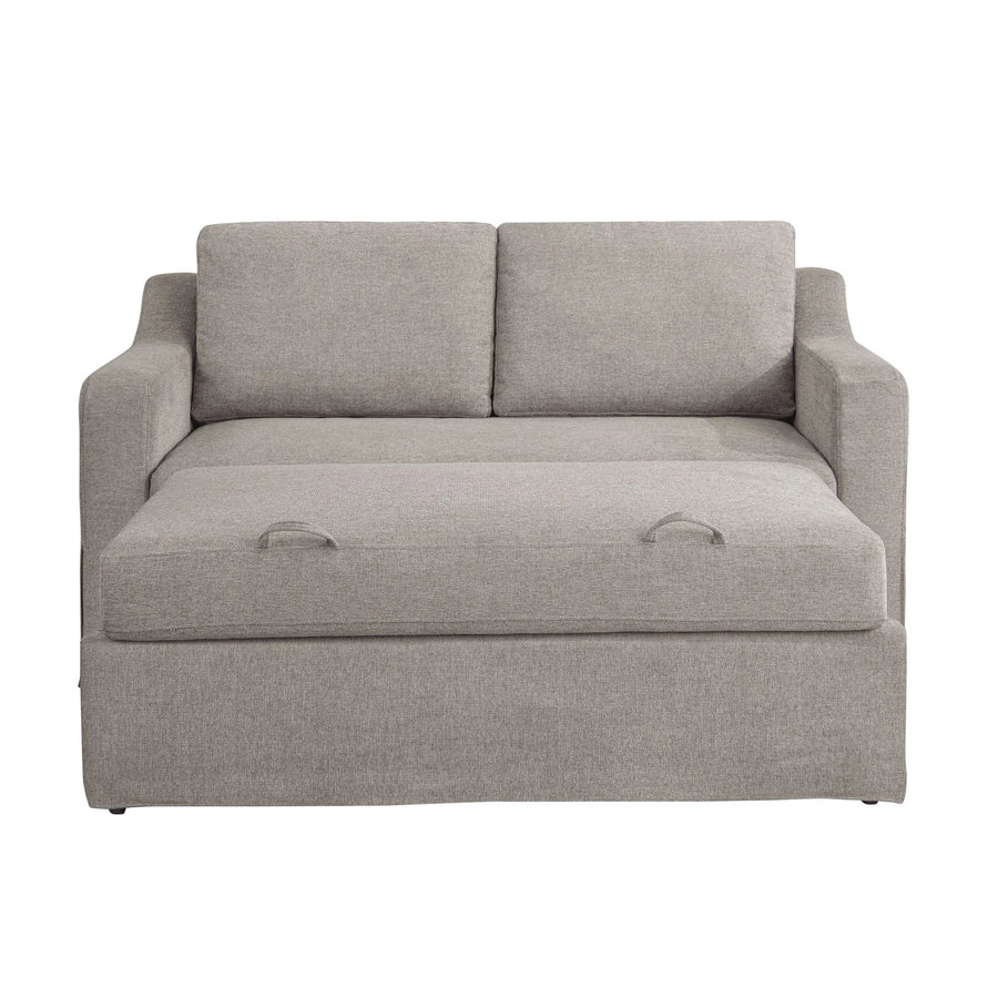 Tisla Fabric 2 Seater Pull Out Sofa Cum Bed In Silver Grey Colour - Febonic Living