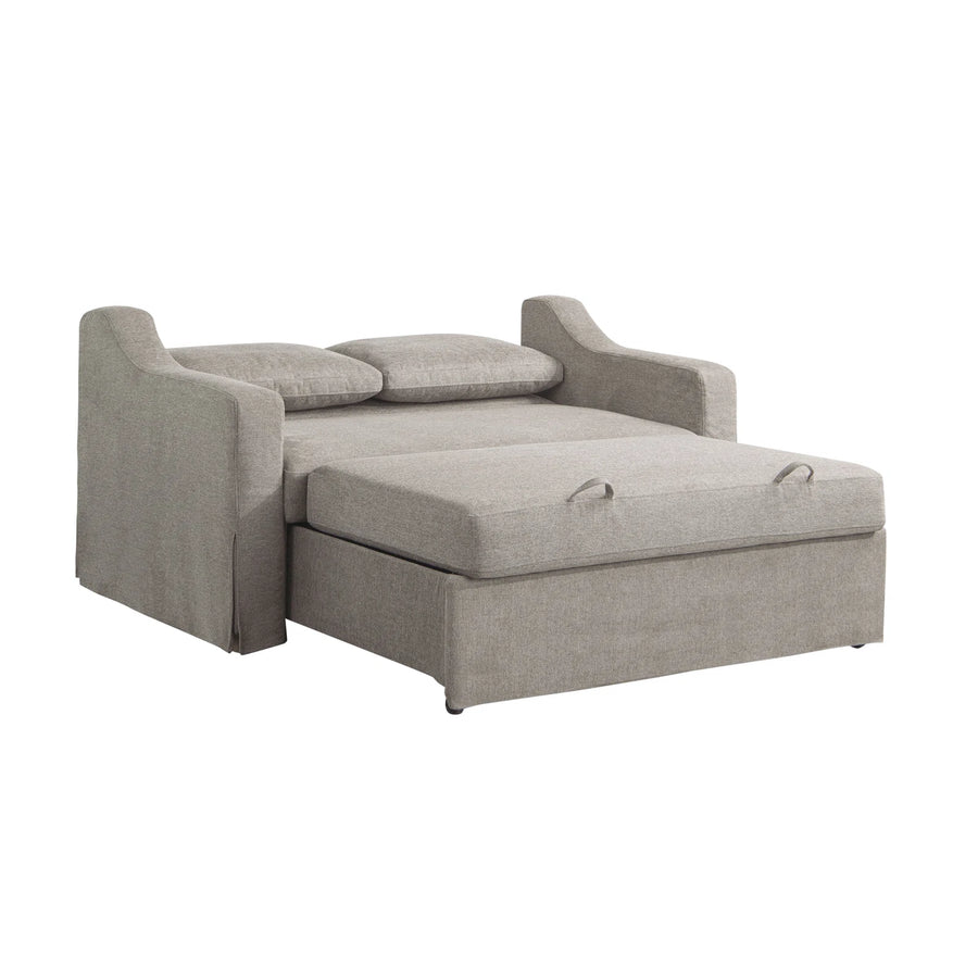 Tisla Fabric 2 Seater Pull Out Sofa Cum Bed In Silver Grey Colour - Febonic Living