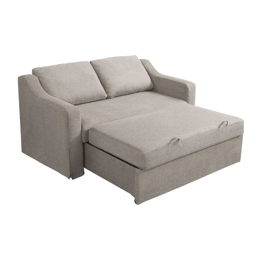 Tisla Fabric 2 Seater Pull Out Sofa Cum Bed In Silver Grey Colour - Febonic Living