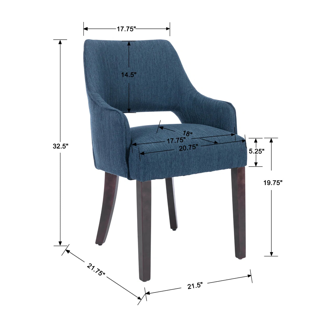 Milind Fabric Arm Chair In Denim Blue Colour (Set of 2)