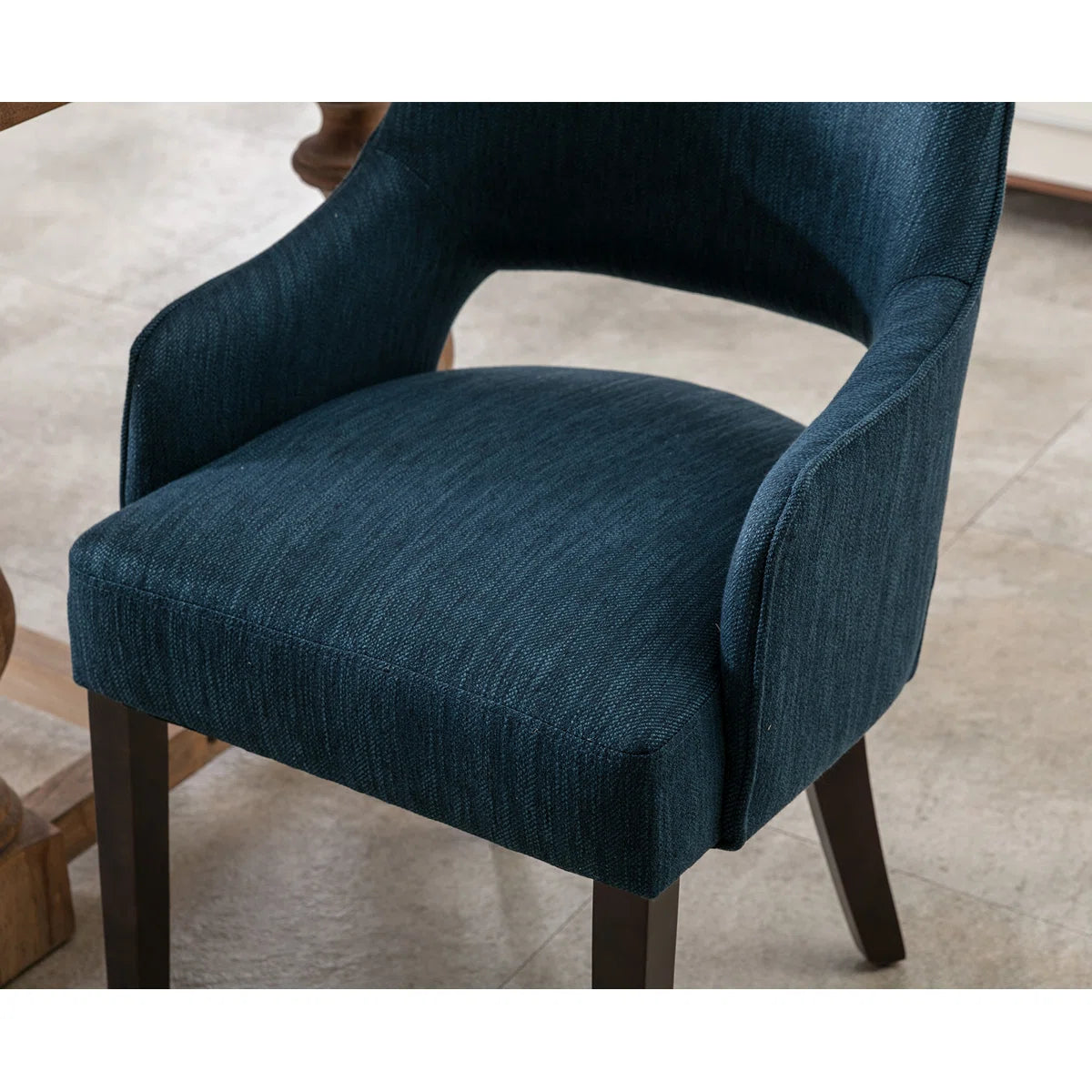 Milind Fabric Arm Chair In Denim Blue Colour (Set of 2)