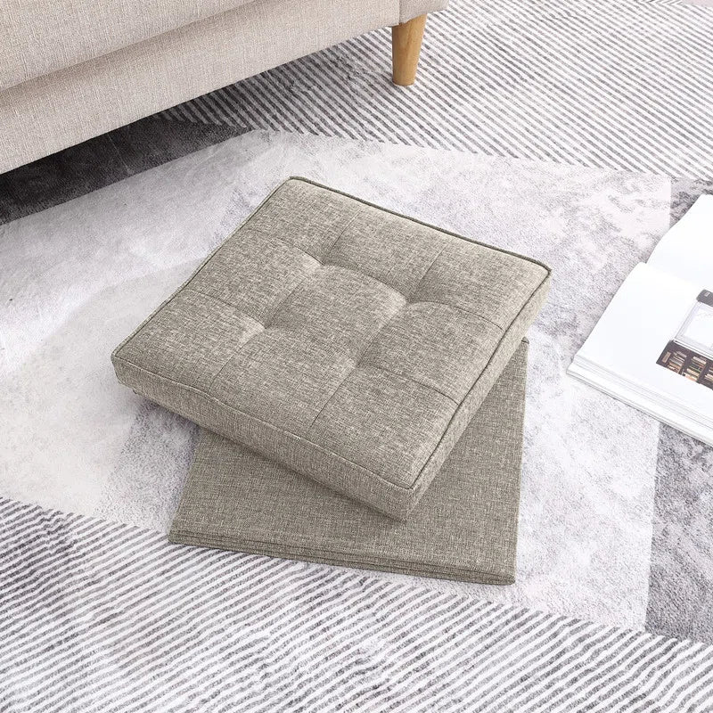 Hilsa Fabric Ottoman In Ash Grey Colour With Storage - Febonic Living
