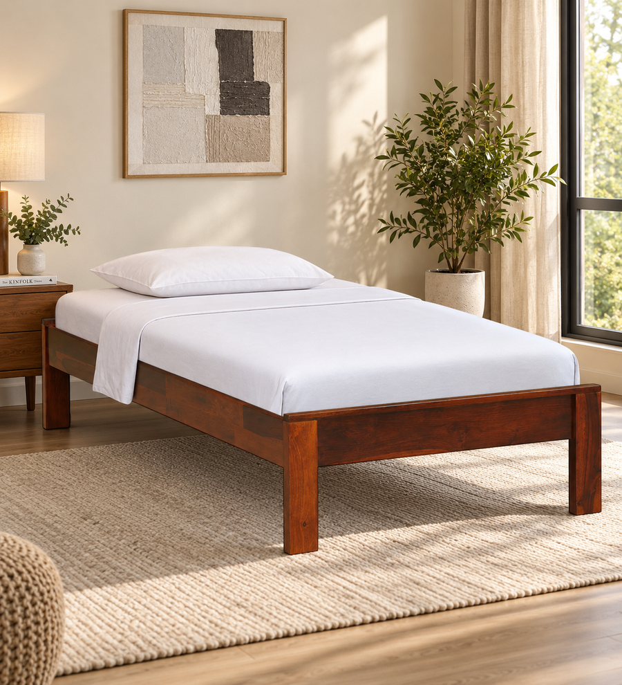 Horten Sheesham Wood Single Bed In Honey Oak Finish