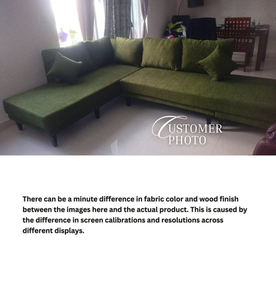 Ira Fabric Lhs 6 Seater Convertible Sofa Cum Bed In Bold Yellow Colour - Febonic Living