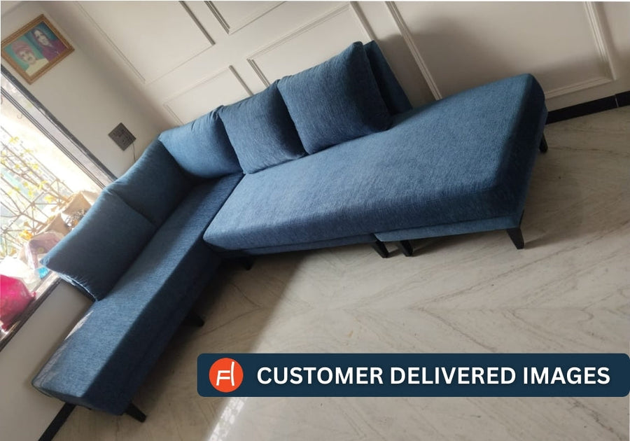 Ira Fabric Rhs 6 Seater Convertible Sofa Cum Bed In Sea Green Colour - Febonic Living