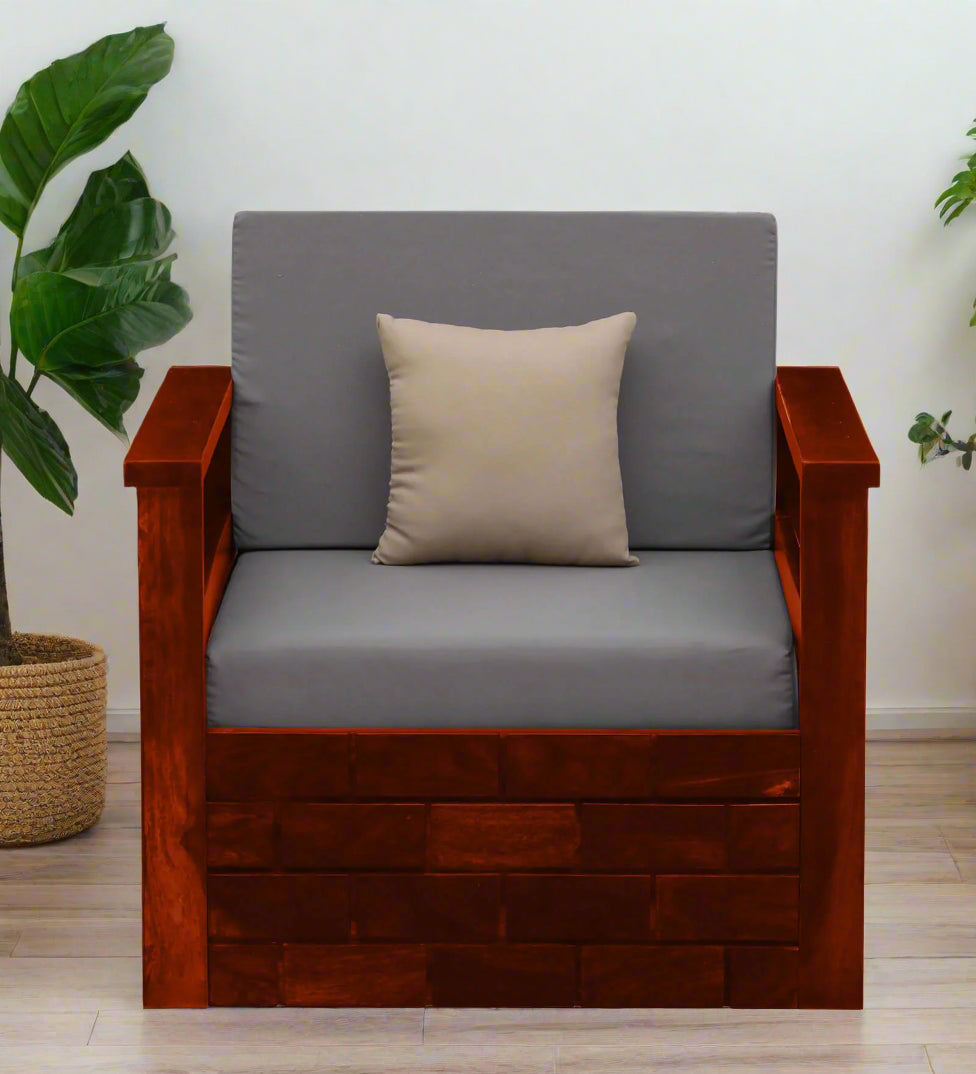 Imani Sheesham Wood 1 Seater Sofa In Honey Oak Finish - Febonic Living
