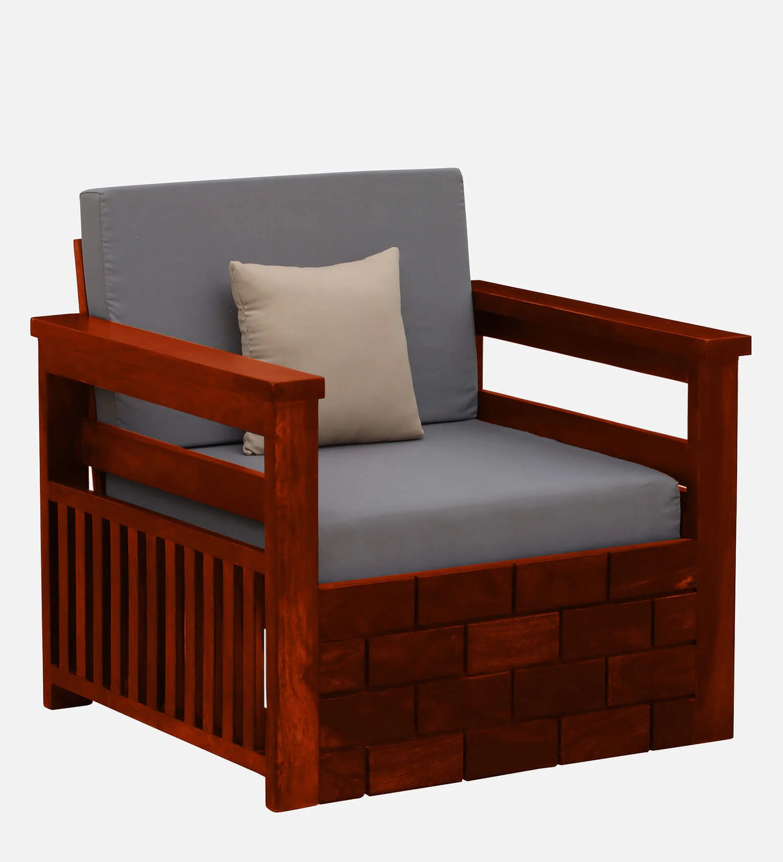 Imani Sheesham Wood 1 Seater Sofa In Honey Oak Finish - Febonic Living