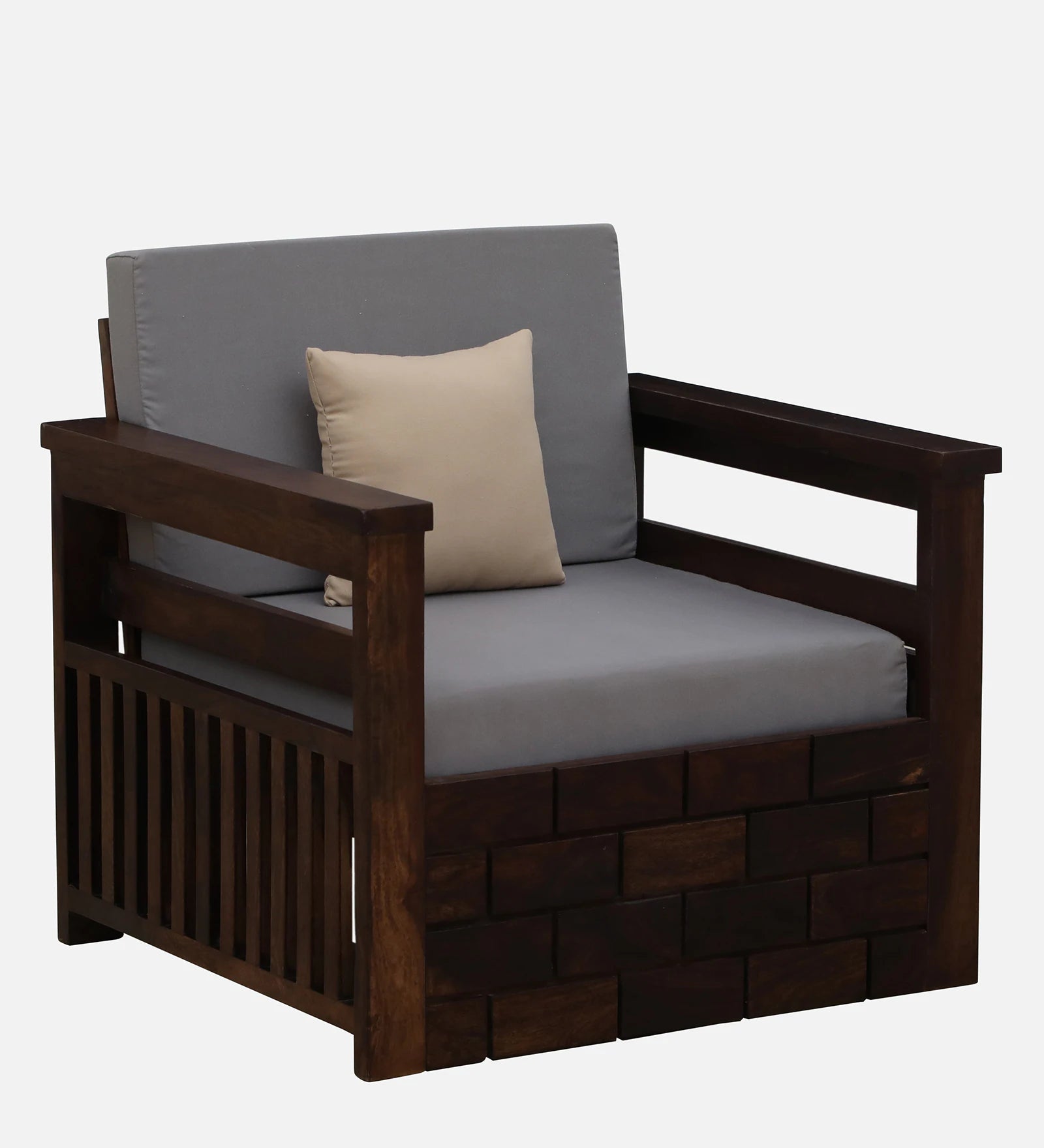 Imani Sheesham Wood 1 Seater Sofa In Provincial Teak Finish - Febonic Living