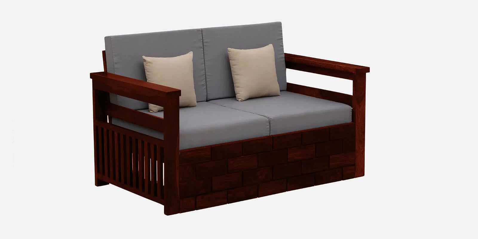 Imani Sheesham Wood 2 Seater Sofa In Honey Oak Finish - Febonic Living