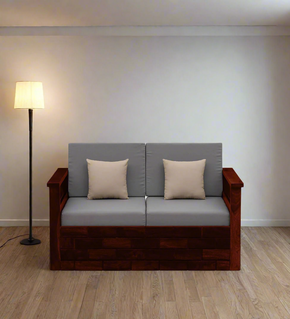 Imani Sheesham Wood 2 Seater Sofa In Honey Oak Finish - Febonic Living