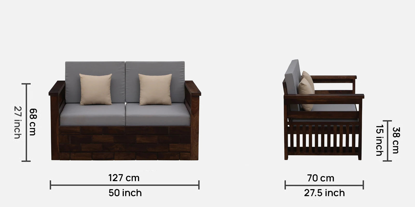 Imani Sheesham Wood 2 Seater Sofa In Provincial Teak Finish - Febonic Living