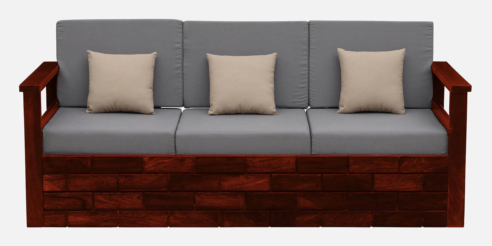 Imani Sheesham Wood 3 Seater Sofa In Honey Oak Finish - Febonic Living