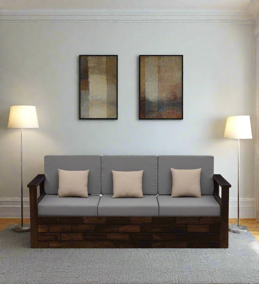 Imani Sheesham Wood 3 Seater Sofa In Provincial Teak Finish by Febonic Living