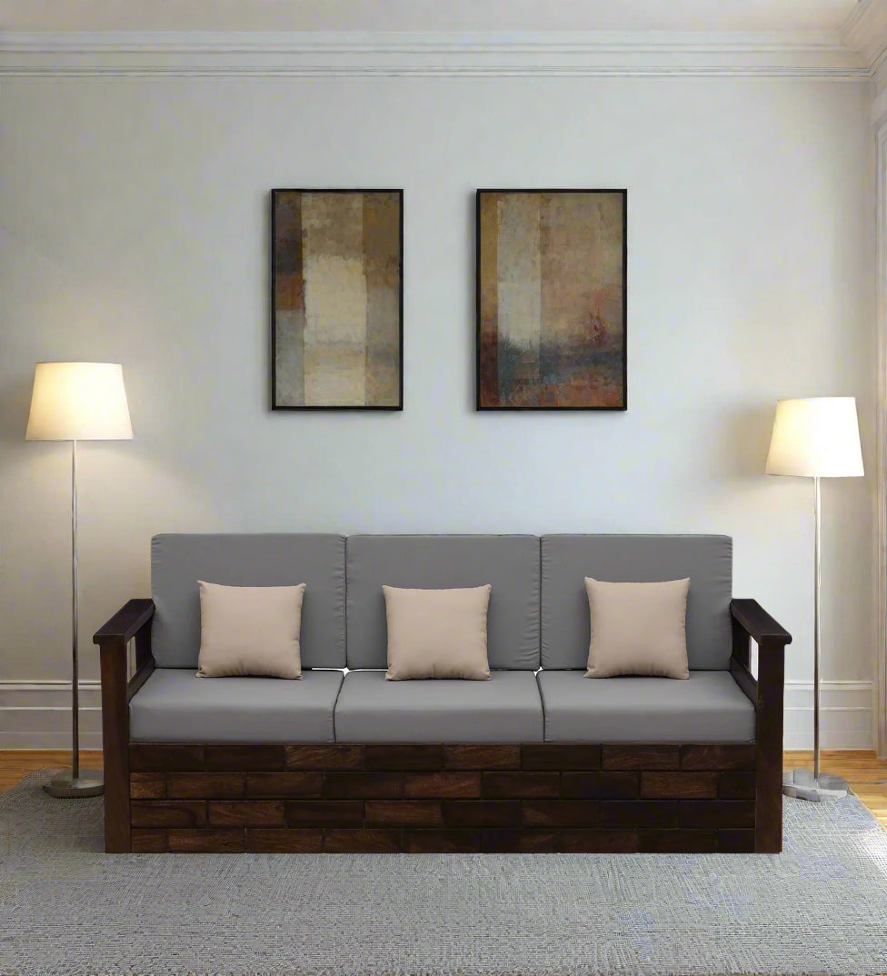 Imani Sheesham Wood 3 Seater Sofa In Provincial Teak Finish - Febonic Living