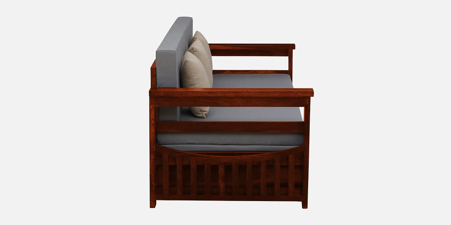 Imani Sheesham Wood Pull Out 3 Seater Sofa Cum Bed In Honey Oak Finish with Storage - Febonic Living