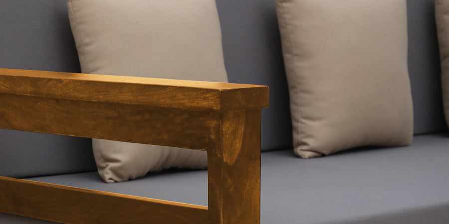 Imani Sheesham Wood Pull Out 3 Seater Sofa Cum Bed In Rustic Teak Finish with Storage - Febonic Living