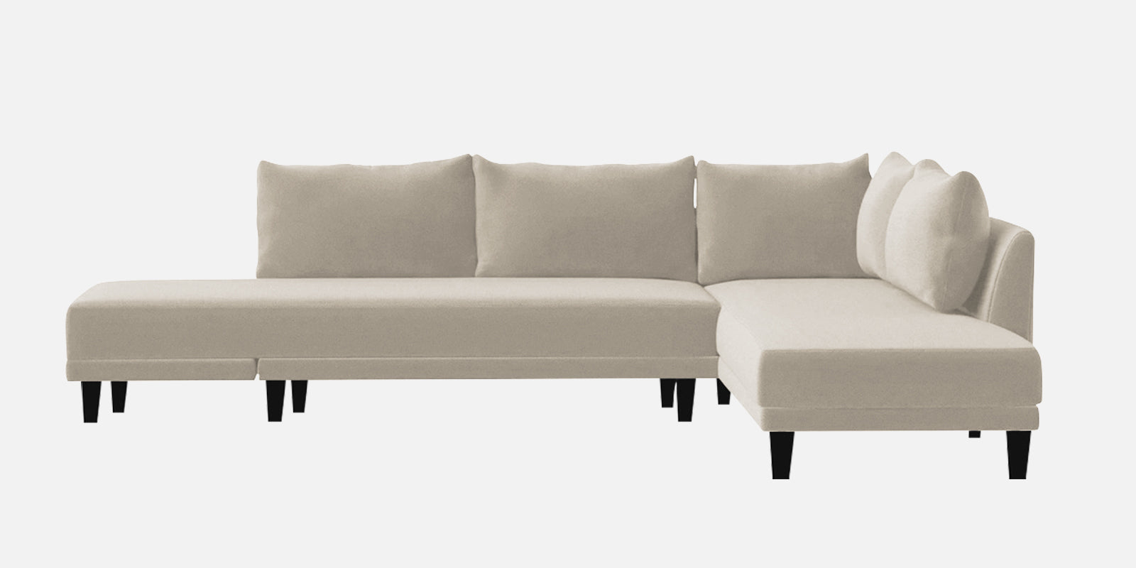 Ira Fabric Lhs 6 Seater Convertible Sofa Cum Bed In Ivory Cream Colour White bg- Febonic Living