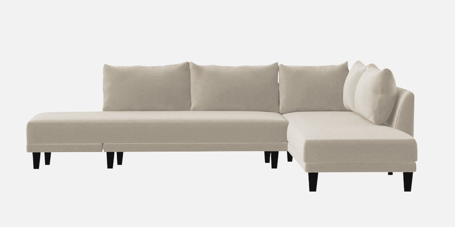 Ira Fabric Lhs 6 Seater Convertible Sofa Cum Bed In Ivory Cream Colour White bg- Febonic Living