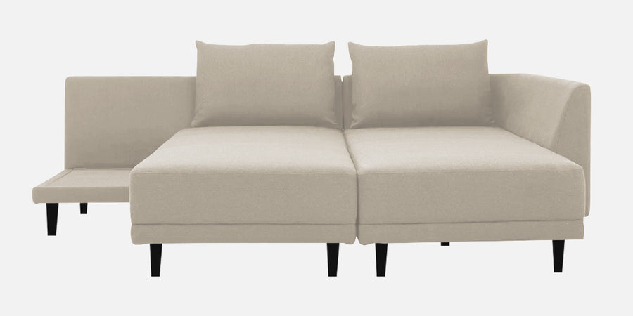 Ira Fabric Lhs 6 Seater Convertible Sofa Cum Bed In Ivory Cream Colour front view - Febonic Living