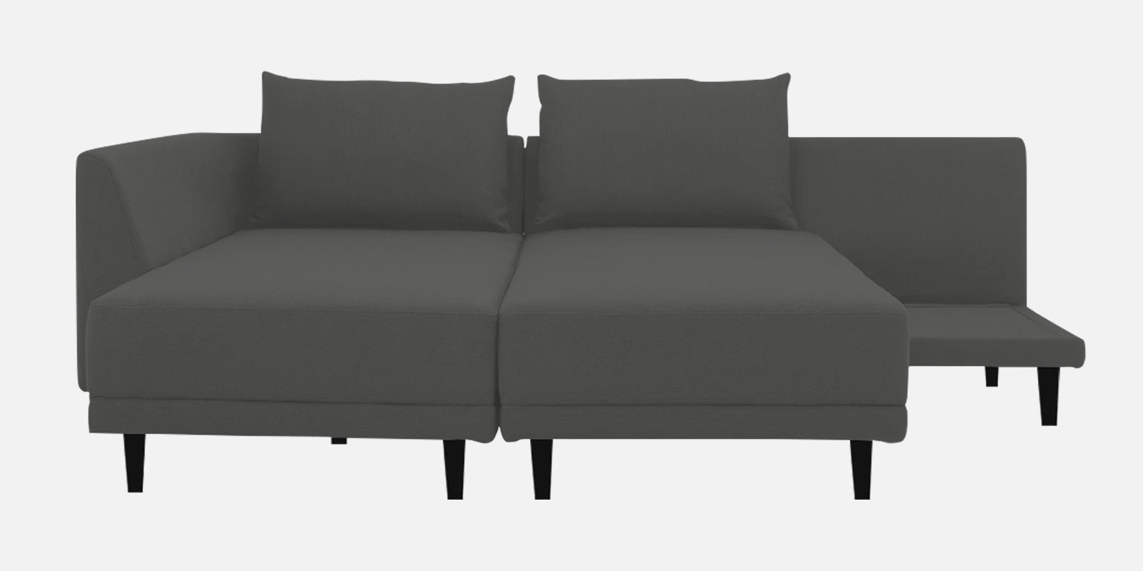 Ira RHS 6 Seater Convertible Cum Bed Fabric Sofa - Charcoal Grey Front view - Febonic Living